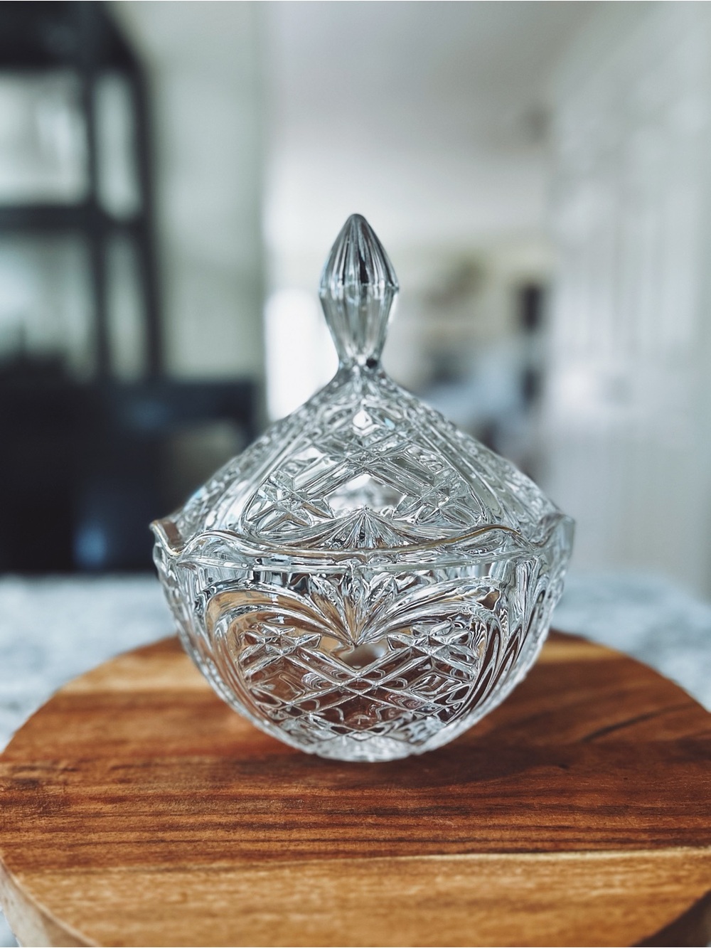 Vintage cut crystal covered candy dish/lidded trinket box/elegant candle holder